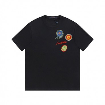 루이비통 남성 크루넥 블랙 반팔티 - Louis vuitton Mens Black Short sleeved Tshirts 