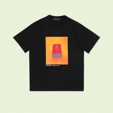 프라다 남성 크루넥 블랙 반팔티 - Prada Mens Black Short sleeved Tshirts 