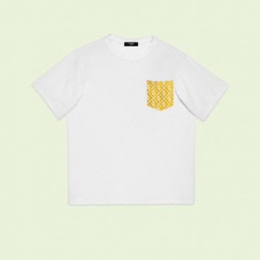 펜디 남성 화이트 크루넥 반팔티 - Fendi Mens White Short sleeved Tshirts 