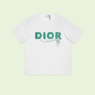 디올 남성 화이트 크루넥 반팔티 - Dior Mens White Short sleeved Tshirts 