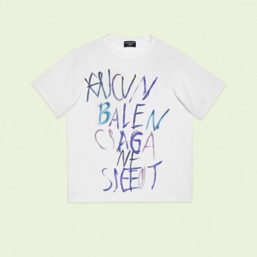 발렌시아가 남성 화이트 크루넥 반팔티 - Balenciaga Mens White Short sleeved Tshirts 