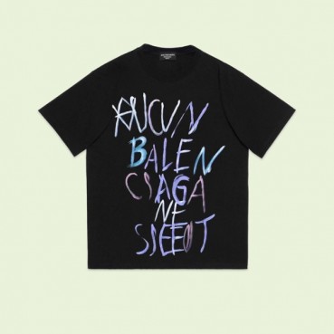 발렌시아가 남성 블랙 크루넥 반팔티 - Balenciaga Mens Black Short sleeved Tshirts 