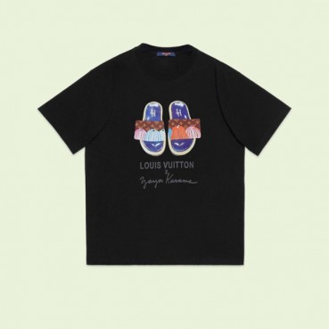 루이비통 남성 크루넥 블랙 반팔티 - Louis vuitton Mens Black Short sleeved Tshirts 