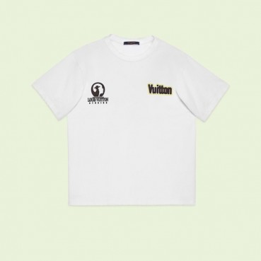 루이비통 남성 크루넥 화이트 반팔티 - Louis vuitton Mens White Short sleeved Tshirts 