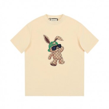 구찌 남/녀 아이보리 크루넥 반팔티 - Gucci Unisex Ivory Short sleeved Tshirts 