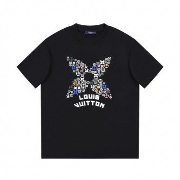 루이비통 남성 크루넥 블랙 반팔티 - Louis vuitton Mens Black Short sleeved Tshirts 