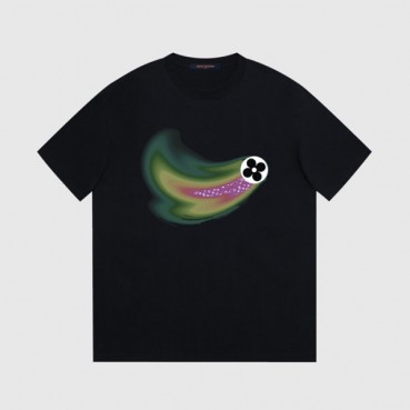 루이비통 남성 크루넥 블랙 반팔티 - Louis vuitton Mens Black Short sleeved Tshirts 