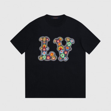 루이비통 남성 크루넥 블랙 반팔티 - Louis vuitton Mens Black Short sleeved Tshirts 