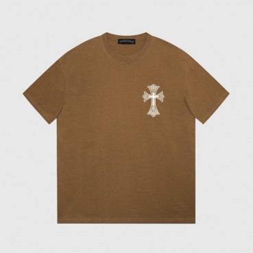 크롬하츠 남성 카멜 크루넥 반팔티 - Chrom Hearts Mens Camel Short sleeved Tshirts 