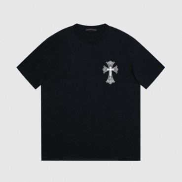 크롬하츠 남성 블랙 크루넥 반팔티 - Chrom Hearts Mens Black Short sleeved Tshirts 