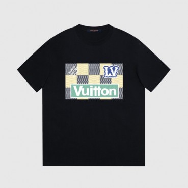 루이비통 남성 크루넥 블랙 반팔티 - Louis vuitton Mens Black Short sleeved Tshirts 