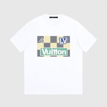 루이비통 남성 크루넥 화이트 반팔티 - Louis vuitton Mens White Short sleeved Tshirts 