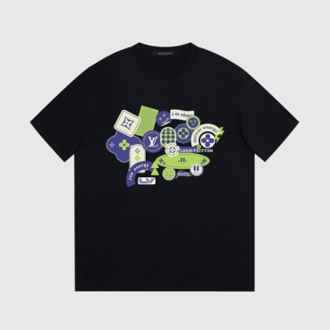 루이비통 남성 크루넥 블랙 반팔티 - Louis vuitton Mens Black Short sleeved Tshirts 
