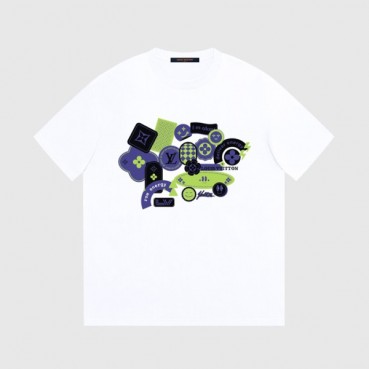 루이비통 남성 크루넥 화이트 반팔티 - Louis vuitton Mens White Short sleeved Tshirts 