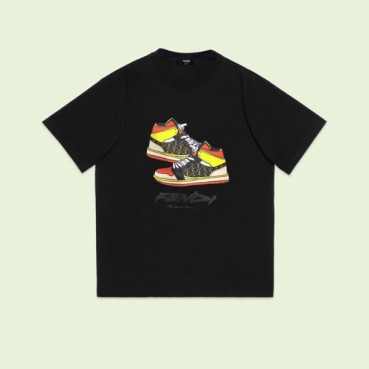 펜디 남성 블랙 크루넥 반팔티 - Fendi Mens Black Short sleeved Tshirts 