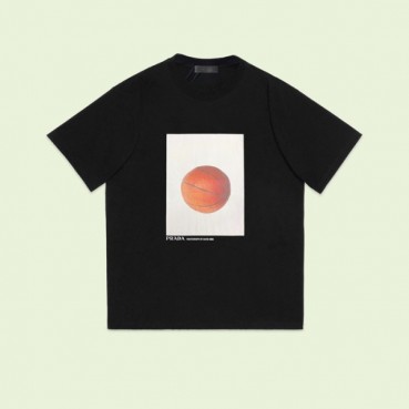 프라다 남성 크루넥 블랙 반팔티 - Prada Mens Black Short sleeved Tshirts 