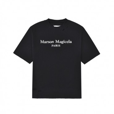 메종마르지엘라 남/녀 크루넥 블랙 반팔티 - Maison Margiela Unisex Black Tshirts 