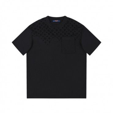 루이비통 남성 크루넥 블랙 반팔티 - Louis vuitton Mens Black Short sleeved Tshirts 