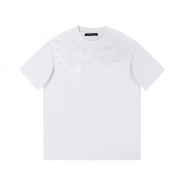 루이비통 남성 크루넥 화이트 반팔티 - Louis vuitton Mens White Short sleeved Tshirts 