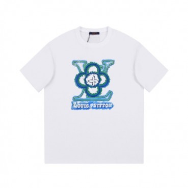 루이비통 남성 크루넥 화이트 반팔티 - Louis vuitton Mens White Short sleeved Tshirts 