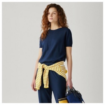 로로피아나 여성 네이비 반팔티 - Loro Piana Womens Navy Short sleeved Tshirts 