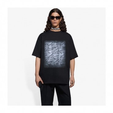 발렌시아가 남성 블랙 크루넥 반팔티 - Balenciaga Mens Black Short sleeved Tshirts 