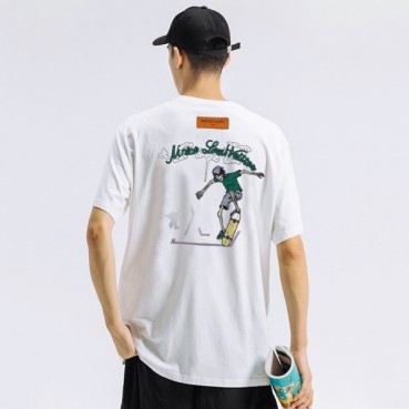 루이비통 남성 크루넥 화이트 반팔티 - Louis vuitton Mens White Short sleeved Tshirts 