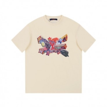 루이비통 남성 크루넥 아이보리 반팔티 - Louis vuitton Mens Ivory Short sleeved Tshirts 