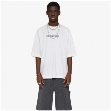 지방시 남/녀 크루넥 화이트 반팔티 - Givenchy Unisex White Short Sleeved Tshirts 