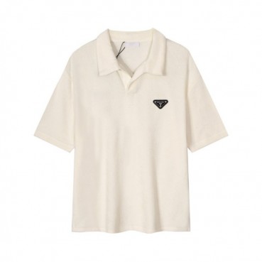 프라다 남성 아이보리 폴로 반팔티 - Prada Mens Ivory Short sleeved Tshirts 