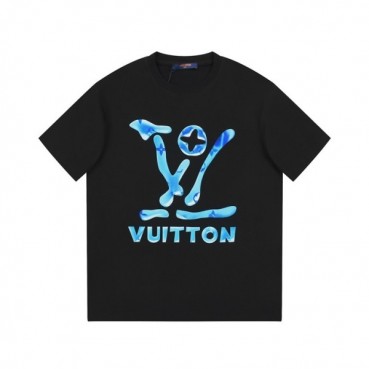 루이비통 남성 크루넥 블랙 반팔티 - Louis vuitton Mens Black Short sleeved Tshirts 