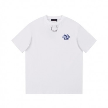 루이비통 남성 크루넥 화이트 반팔티 - Louis vuitton Mens White Short sleeved Tshirts 