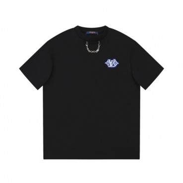 루이비통 남성 크루넥 블랙 반팔티 - Louis vuitton Mens Black Short sleeved Tshirts 