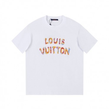 루이비통 남성 크루넥 화이트 반팔티 - Louis vuitton Mens White Short sleeved Tshirts 