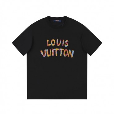 루이비통 남성 크루넥 블랙 반팔티 - Louis vuitton Mens Black Short sleeved Tshirts 