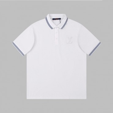 루이비통 남성 화이트 폴로 반팔티 - Louis vuitton Mens White Short sleeved Tshirts 