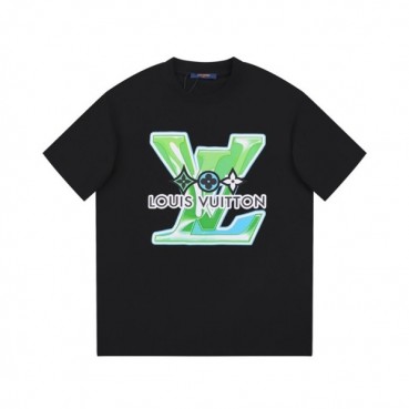 루이비통 남성 크루넥 블랙 반팔티 - Louis vuitton Mens Black Short sleeved Tshirts 