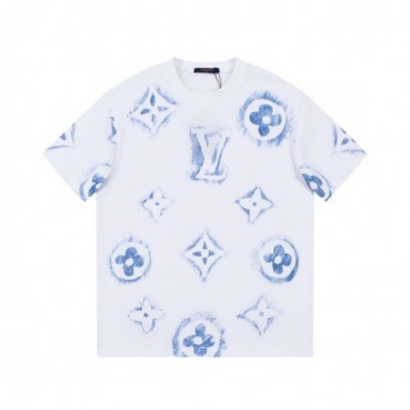 루이비통 남성 크루넥 화이트 반팔티 - Louis vuitton Mens White Short sleeved Tshirts 