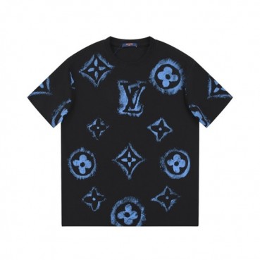 루이비통 남성 크루넥 블랙 반팔티 - Louis vuitton Mens Black Short sleeved Tshirts 