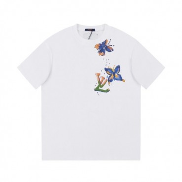 루이비통 남성 크루넥 화이트 반팔티 - Louis vuitton Mens White Short sleeved Tshirts 