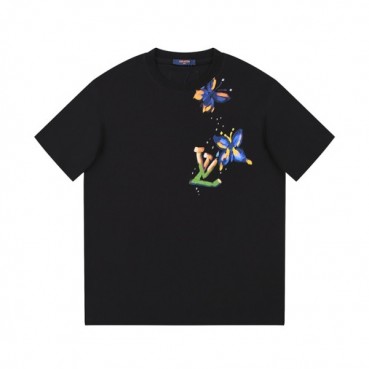 루이비통 남성 크루넥 블랙 반팔티 - Louis vuitton Mens Black Short sleeved Tshirts 