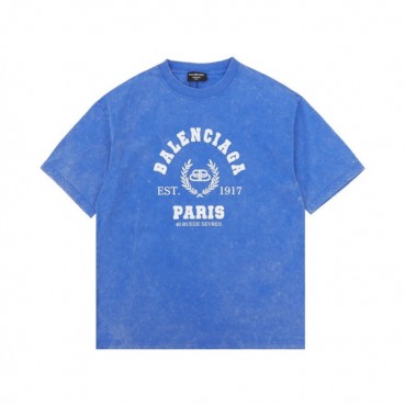발렌시아가 남성 블루 크루넥 반팔티 - Balenciaga Mens Blue Short sleeved Tshirts 