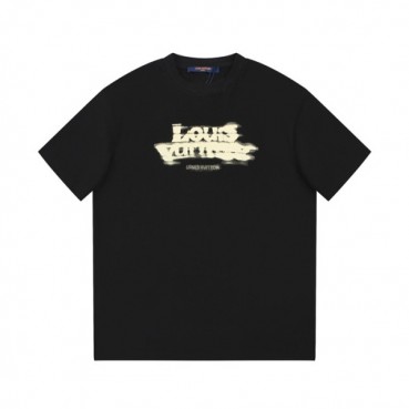 루이비통 남성 크루넥 블랙 반팔티 - Loouis vuitton Mens Black Short sleeved Tshirts 