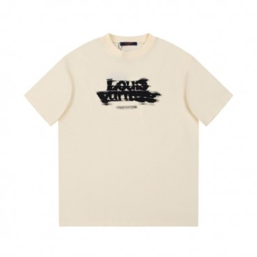 루이비통 남성 크루넥 아이보리 반팔티 - Loouis vuitton Mens Ivory Short sleeved Tshirts 