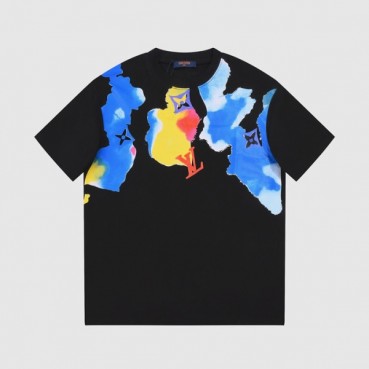 루이비통 남성 크루넥 블랙 반팔티 - Louis vuitton Mens Black Short sleeved Tshirts 