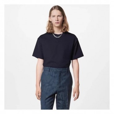 루이비통 남성 크루넥 블랙 반팔티 - Louis vuitton Mens Black Short Sleeved Tshirts 