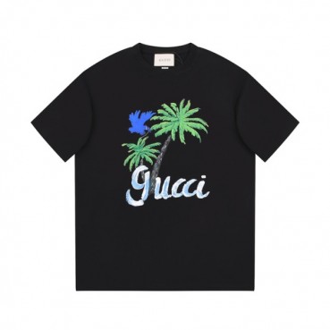 구찌 남/녀 블랙 크루넥 반팔티 - Gucci Unisex Black Short sleeved Tshirts 