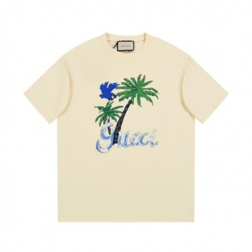 구찌 남/녀 아이보리 크루넥 반팔티 - Gucci Unisex Ivory Short sleeved Tshirts 