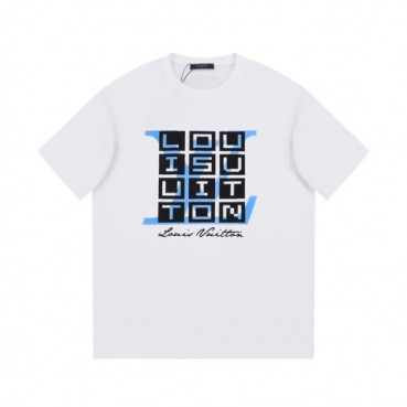 루이비통 남성 크루넥 화이트 반팔티 - Louis vuitton Mens White Short Sleeved Tshirts 