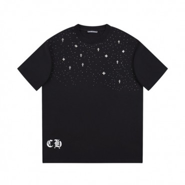 크롬하츠 남성 블랙 크루넥 반팔티 - Chrom Hearts Mens Black Short sleeved Tshirts 